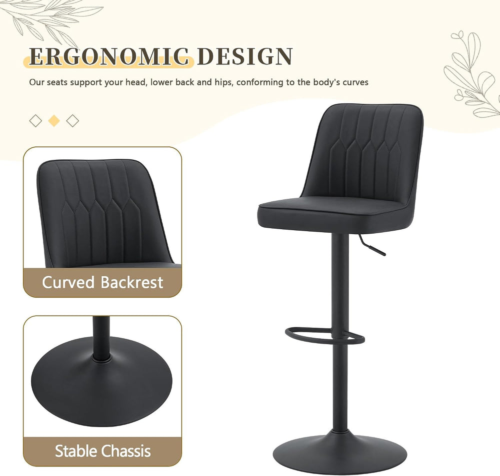 360° Adjustable Swivel Bar Stools Set of 4, Swivel Bar Stools with Back, Faux...