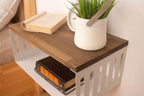 Floating Nightstand with White Metal Base, Wooden Top and Sturdy Metal Base, Minimalist Bedside Table, Wall Mounted Shelf, Bedside Shelf (Vancouver)