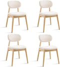 Wooden Dining Chairs Set of 4, Farmhouse Boucle Upholstered Kitchen Chairs, White