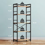 Denkee 5-Tier Bakers Rack for Kitchen with Storage, Industrial Microwave Stand Shelf, Coffee Bar for Small Spaces, Free Standing Kitchen Storage Shelf Rack, 23.7" L x 15.8" W x 60.3" H