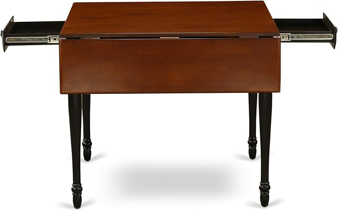 East West Furniture MZKE5-BCH-W 5 Piece Modern Dining Table Set Includes a Rectangle Wooden Table with Dropleaf and 4 Dining Chairs, 36x54 Inch, Black & Cherry