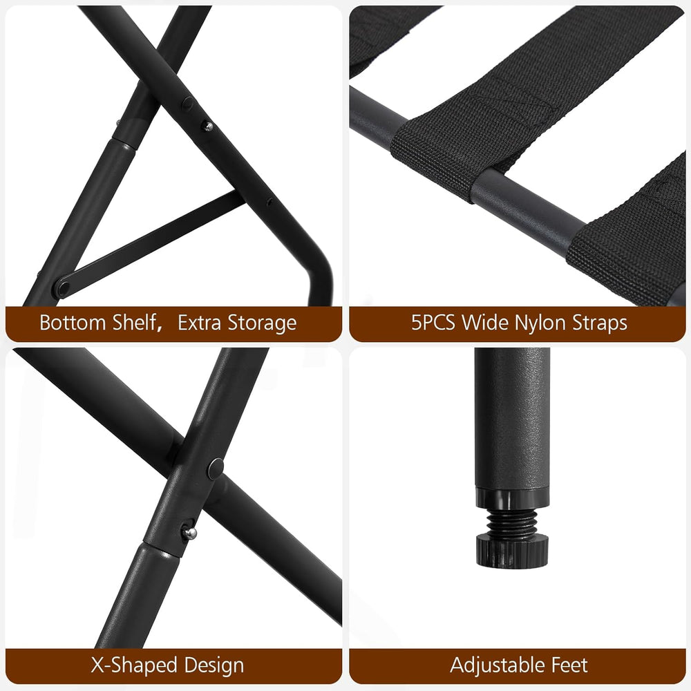 AMHANCIBLE Luggage Rack, Foldable Suitcase Stands Set of 2, Metal Luggage Hol...