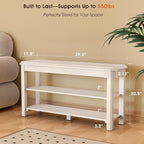 Shoe Rack Bench Seat Rubberwood 2-Tier Wooden Storage Bench 550lbs Compact Mid-Century Modern Design for Entryway, Hallway, Closet, Front Door Entrance, Foyer