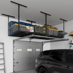 Jusgym 4X8FT Overhead Garage Storage Rack, 26"-40" Height Adjustable Garage Ceiling Storage Racks, Heavy Duty Metal Overhead Storage Organizer System, 750LBS Weight Capacity