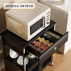 Catrimown Coffee Bar Cart Cabinet,3 Tier Coffee Station Table on Wheels,Coffee Cart with Storage for Home Kitchen, Liquor Buffet Sideboard Cabinet, Black