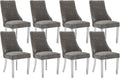 Dining Room Chairs Set of 8，Modern Channel Tufted Upholstered Dining Chairs with Silver Stainless Steel Legs, Comfortable Chenille Fabric Kitchen Chairs for Dining Room (Grey, 8pc)