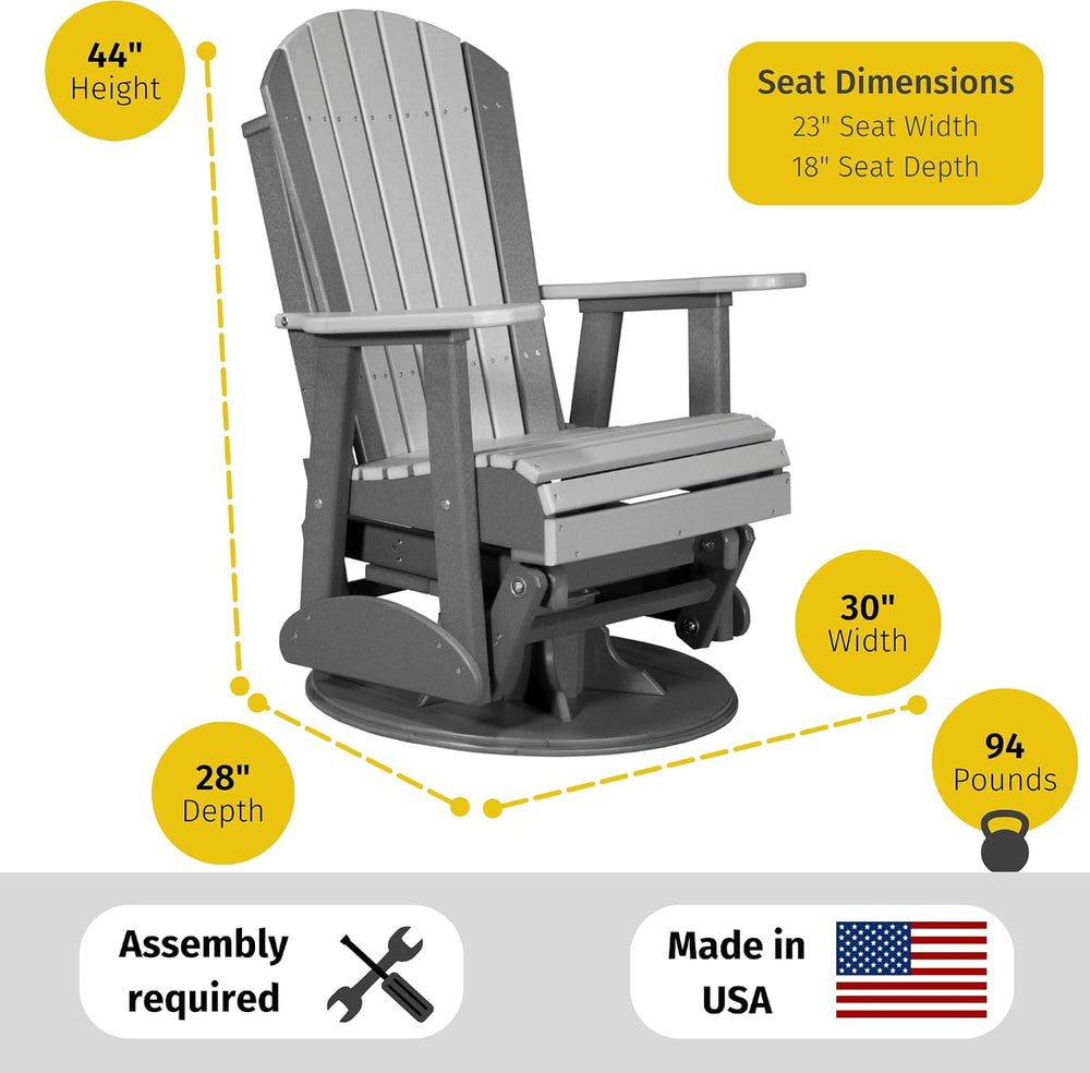 LuxCraft 2' Adirondack Swivel Glider - Available in 14 Colors, Dove Gray ...