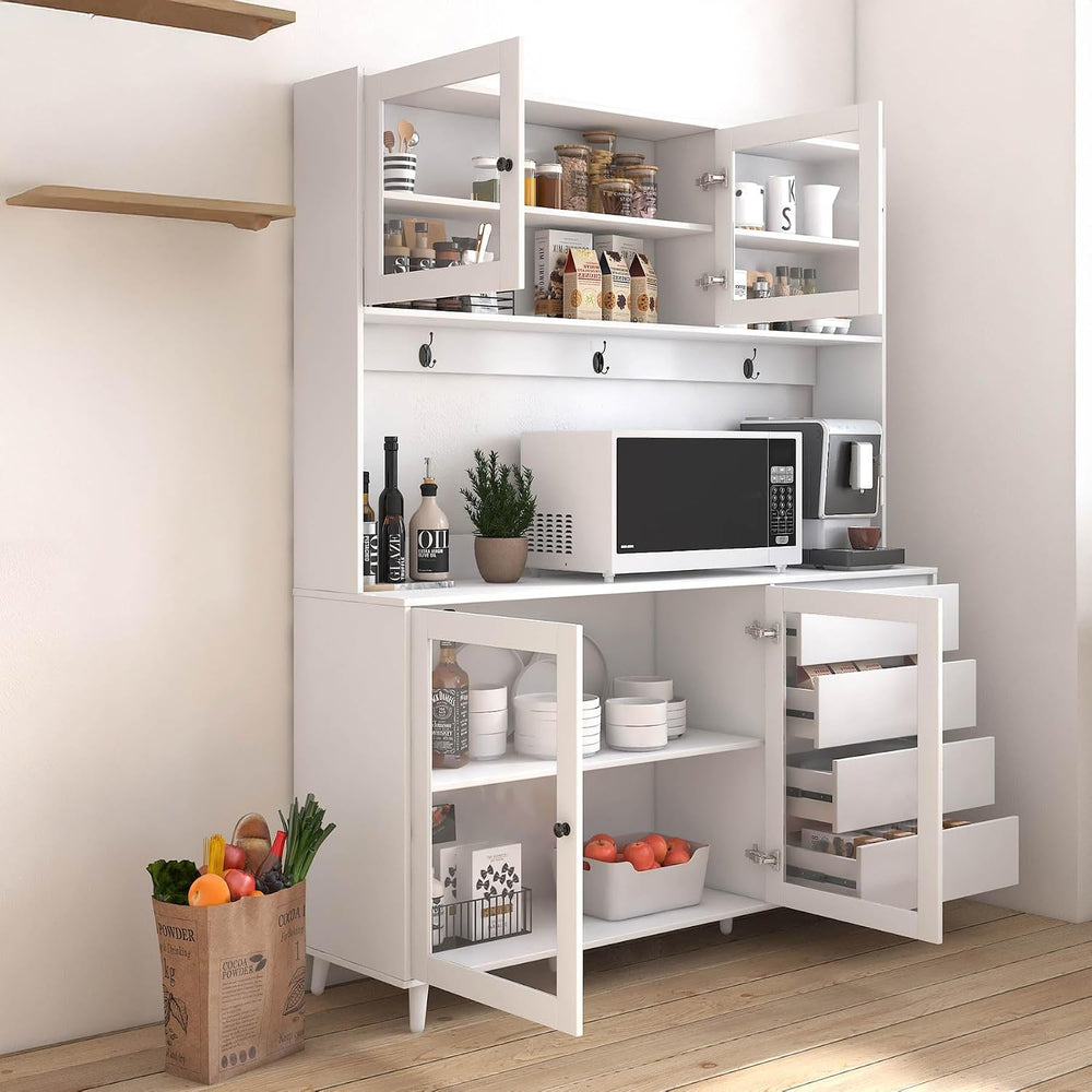 74" Tall Kitchen Pantry Storage Cabinet with Drawers, Microwave Shelf &a...
