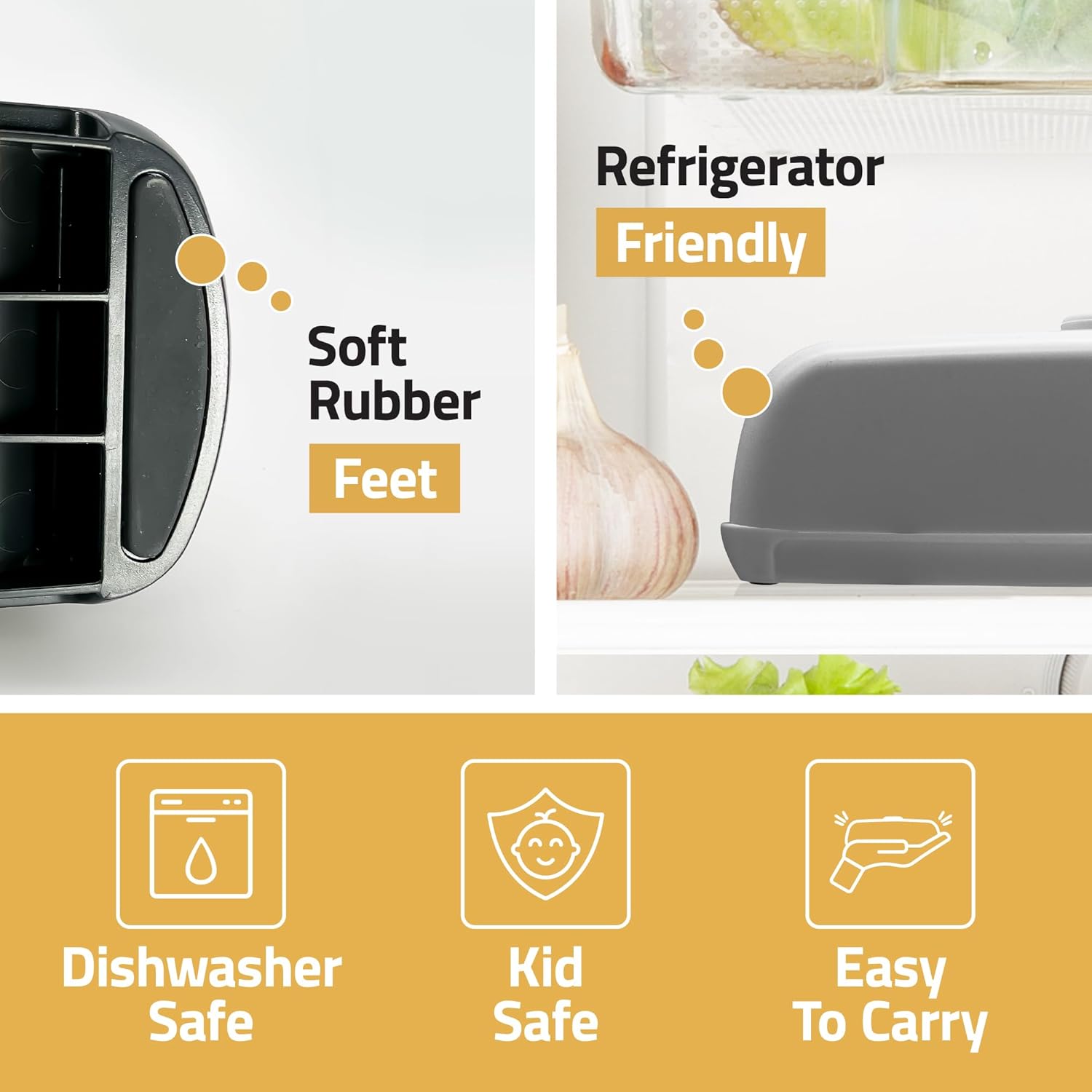 Butter Hub Butter Dish with Lid and Knife, Magnetic Butter Keeper, Easy Scoop, No Mess Lid, Plastic, Dishwasher Safe (Aqua)