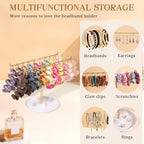 Metal Headband Holder Organizer, 2-Tier Headband Storage with Tray, Hairband Display Stand with Golden Rings, Hair Accessories Claw Clip Organizer for Women and Girls (Gold)