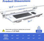 Keyboard Tray Under Desk with Drawer,26.77" X 11.81"Large Size Keyboard Tray with C Clamp-on Mount, Easy to Install, for Home Office (White)