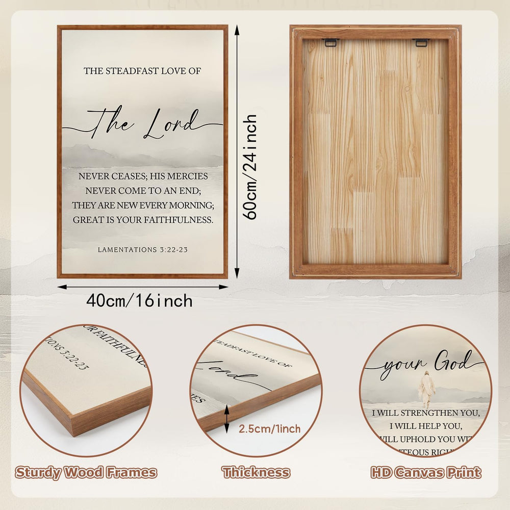 HLNIUC Christian Scripture Framed Wall Art Set of 3,The Lord Your God Is Good...
