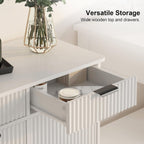 White Double Tilt Out Laundry Hamper Cabinet Laundry Basket Cabinet Hidden Laundry Hamper with 2 Drawers & 2 Baskets for Bathroom Bedroom,30x30x16in