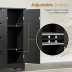 SUPER DEAL Bathroom Storage Cabinet with 4 Drawers and 1 Cupboard, Entryway Home Decor Furniture Towels Storage Organizer Unit, Black