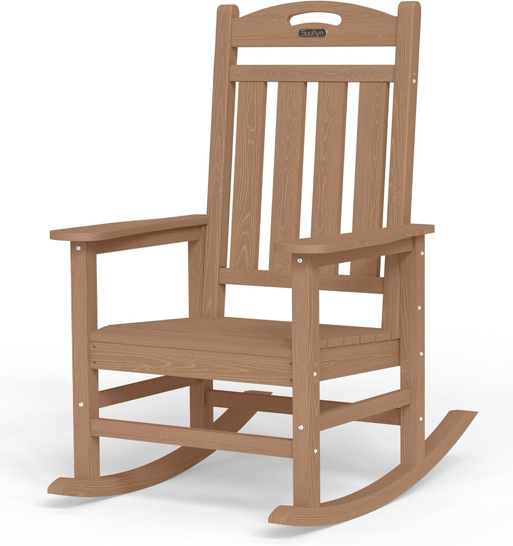 Outdoor Rocking Chair, HDPE Patio Rocking Chair, All Weather,Teak