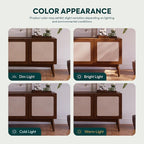 Calista TV Stand 1 Drawer 2 Door – Chestnut Finish Media Console with Open Shelf & Fabric Panel Doors, Mid-Century Modern Style with Tapered Legs, Easy Assembly