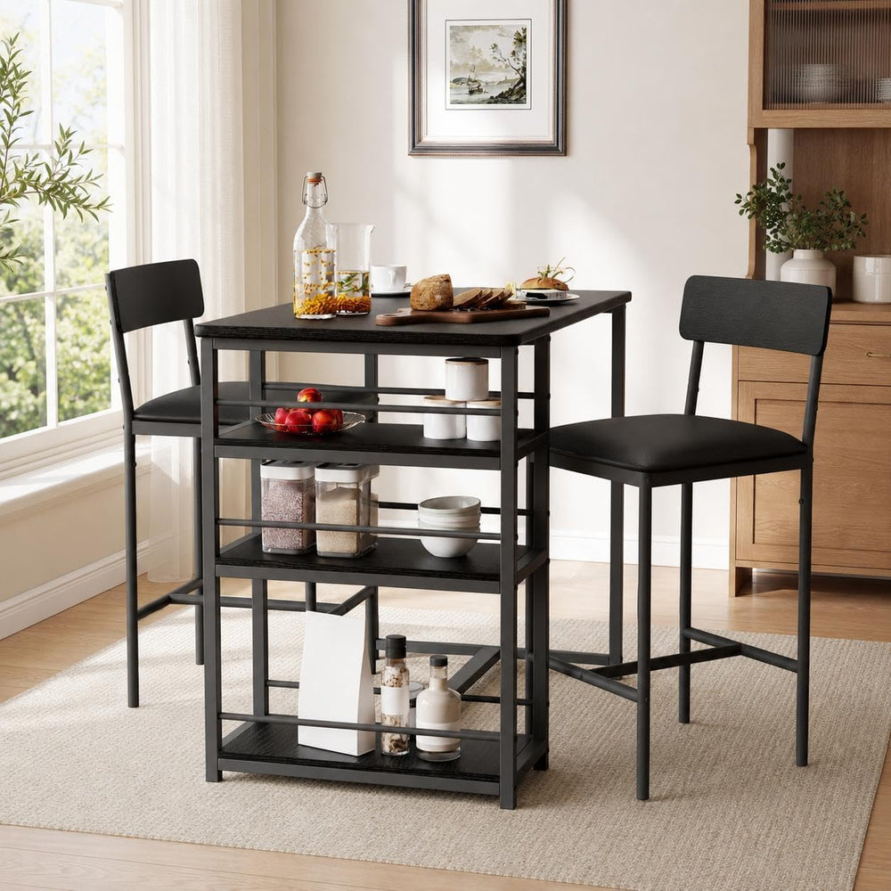 GarveeLife Farmhouse Counter Height Kitchen Table with 2 Bar Stools