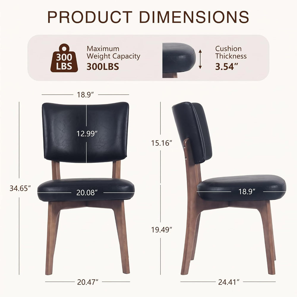 YOUNIKE Wooden Dining Chair, Faux Leather Upholstered Dining Room Chair Kitch...