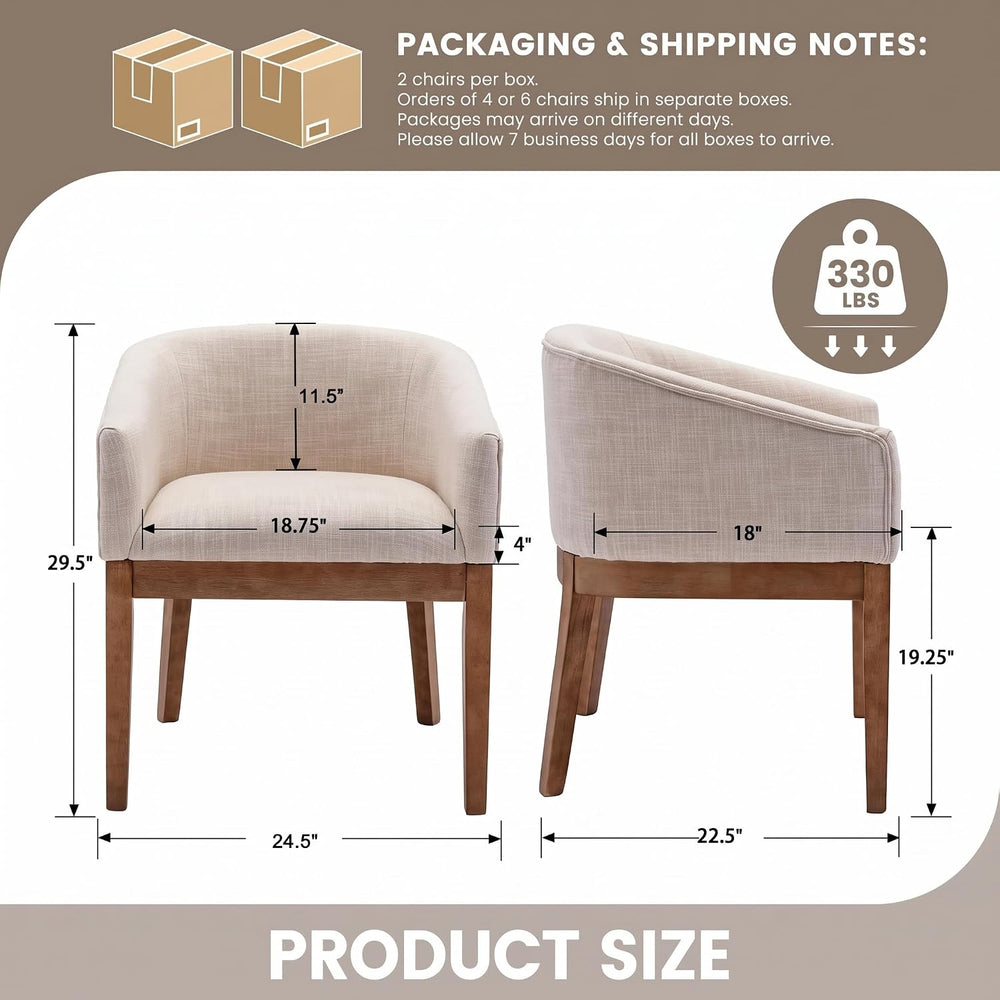 RIVOVA Barrel Dining Chairs Set of 6, Upholstered Kitchen Chairs, Beige
