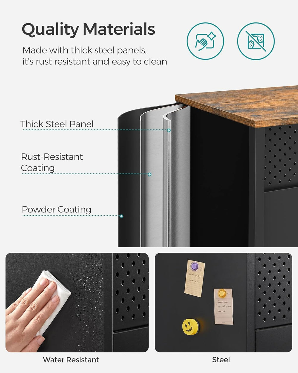 SONGMICS Storage Cabinet, Metal Cabinet, Sideboard with 2 Doors, 15.7 x 31.5 ...