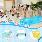 6 Pcs Colorful Slim Plastic Storage Baskets Tray 10 x 3 x 2.5 Inch Compact Stackable Desk Organizer for Office, Classroom, School Supplies, and Home Storage, Organization(Colorful)