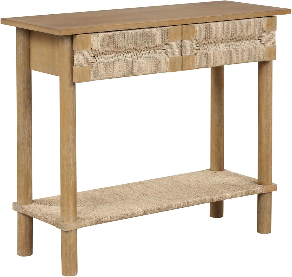 Nathan James Beacon Wooden Sofa Console Table with Drawers, Bohemian Entryway...