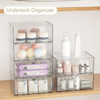 Clear Stackable Storage Drawers, 2 Pack Acrylic Makeup Organizers for Beauty Supplies, Plastic Storage Bins for Bathroom Vanity Countertop, Cabinet, Pantry, Kitchen Undersink, Desk Organization