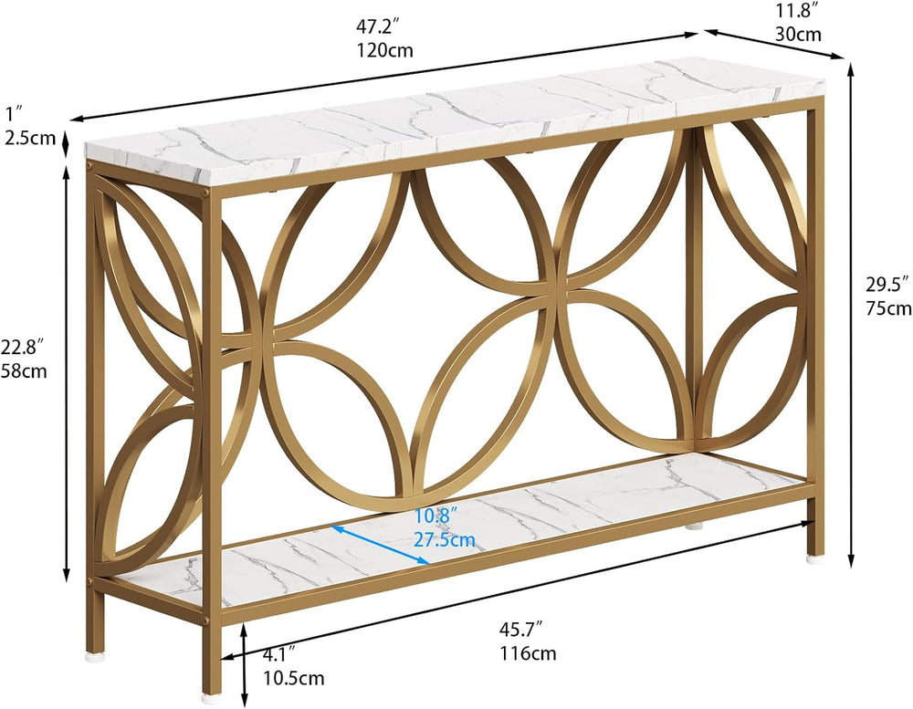 GiftGo Narrow Sofa Table 47.2 Inch, Industrial Sofa Table Behind Couch, Vinta...