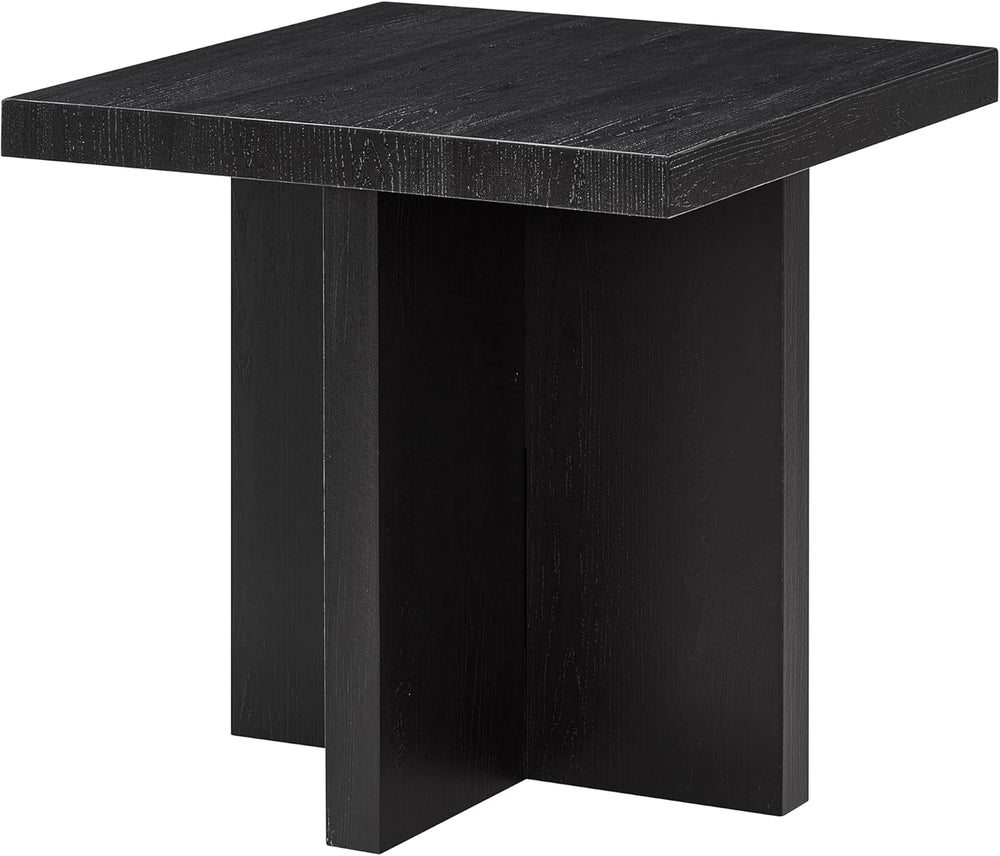 Roundhill Furniture Mchome Square End Table, Nightstand, Black Finish