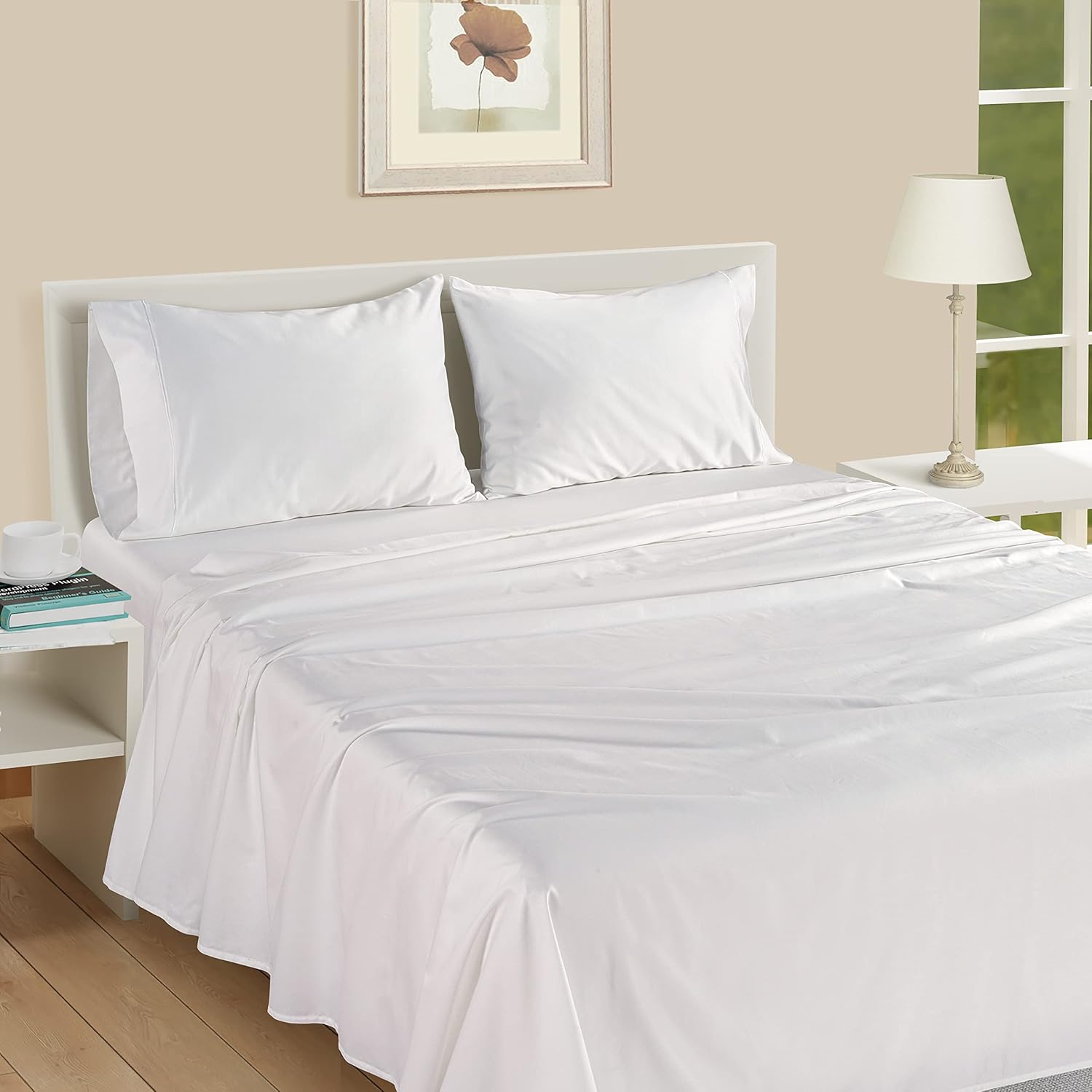 LANE LINEN Queen White Pillow Cases Set of 2 100% Egyptian Cotton 1000 Thread Count Sateen White- Perfect for Home Hotels & Hospital Use Standard Size