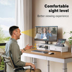 WOHOMO Dual Monitor Stand Riser with Drawers, Desk Organizers for 2 Monitors, Desktop Storage Stand for Computer,Laptop,White