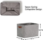 DULLEMELO Medium Storage Baskets for Organizing, Rectangular Fabric Storage Bins Collapsible, Perfect for Shelves, Closets, Nursery, Home, Office, Empty Gift Baskets (3-Pack,Grey)