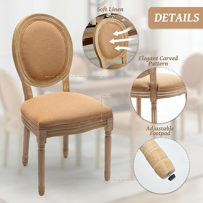 French Country Dining Chairs Set of 6,Farmhouse Upholstered Dining Room Chair...