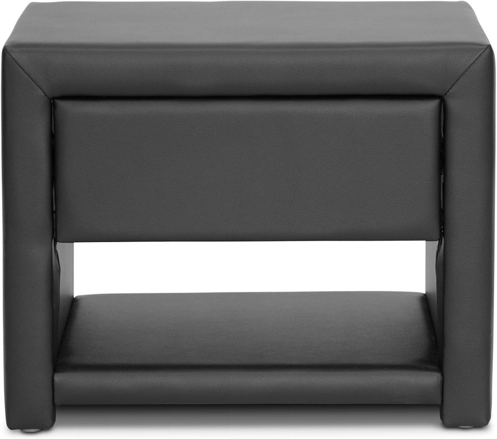 Baxton Studio Massey Upholstered Modern Nightstand, Black