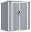 5x3 ft Outdoor Storage Shed with Floor, All-Weather Resin Tool Shed with 2 Shelves, Heavy-Duty Garden Shed for Yard, Bicycle, and Lawn Equipment, Easy Assembly, Aritic Light Gray