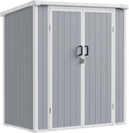5x3 ft Outdoor Storage Shed with Floor, All-Weather Resin Tool Shed with 2 Shelves, Heavy-Duty Garden Shed for Yard, Bicycle, and Lawn Equipment, Easy Assembly, Aritic Light Gray