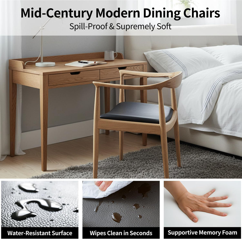 Tomile Kennedy Armchair, Mid Century Modern Dining Chairs (Natural) | Solid A...