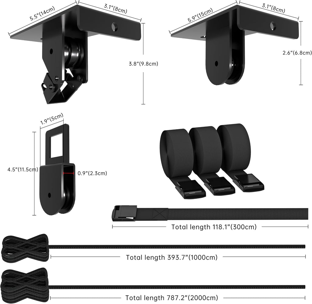 TRUSOON Ladder Storage, Larger Pulley Ladder Hoist, Self Locking Function Ladder Hanger, Garage Ceiling Mount Lift System for Kayak, Cargo Box, Canoe, Bike,Fit 10-14 Foot Ceilings, Hold 150 lbs
