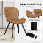 Nalupatio Dining Chairs Set of 4, Modern Dining Room Chairs Comfy Backrest Thick Upholstered Kitchen Chairs 19IN Height with Metal Legs Brown