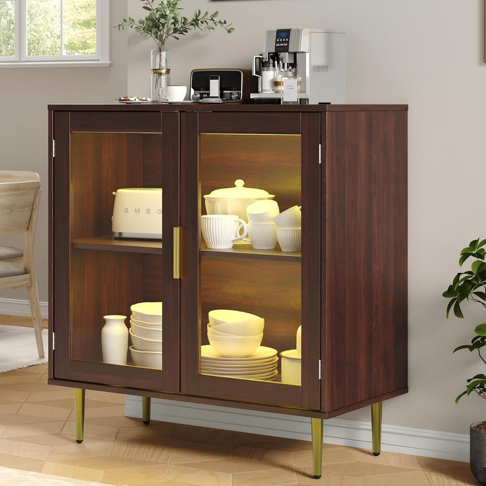 Housoul Buffet Cabinet with LED Lights, Sideboard Cabinet with 2 Doors Acryli...