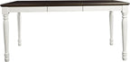 Crosley Furniture Shelby 6-Piece Traditional Dining Table Set for 7 with 4 Chairs and a Wood Bench, Distressed White