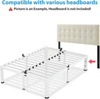 18 Inch Queen Size White Bed Frame, 3500Lbs Heavy Duty Metal Platform with Round Corner Legs Mattress Slide Stopper, Steel Slat Support No Box Spring Needed, Noise Free, Easy Assembly