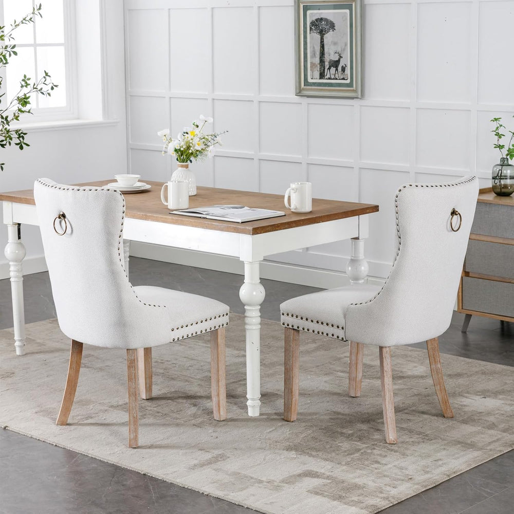 Ball & Cast Contemporary Upholstered Dining Chairs Set of 2, Button Tufte...