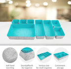 8pcs Drawer Organizers, Separators, Storage Box,Felt Storage Bins Inserts Tool Containers Toy Basket Shelf Cubes Foldable Drawer Dividers Desk Organisers- Blue&Grey
