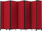 Versare Room Divider 360 Portable Wall Partition | Folding Panels | Large Freestanding Divider | Locking Wheels | Temporary Room Separator | 14' x 7'6'', Red