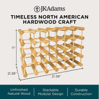 J.K. Adams Ash Wood Modular Wine Rack, Stackable Storage Holder, 40 Bottles