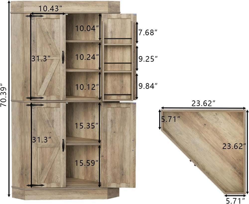 Gyfimoie Corner Cabinet,Kitchen Pantry Storage Cabinet,Freestanding Buffet Hu...