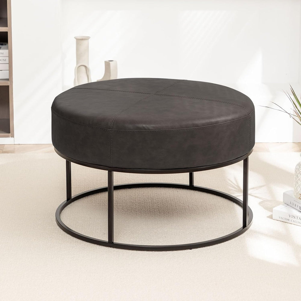Modern Round Coffee Table, Farmhouse Ottoman for Living Room, Large Vintage F...
