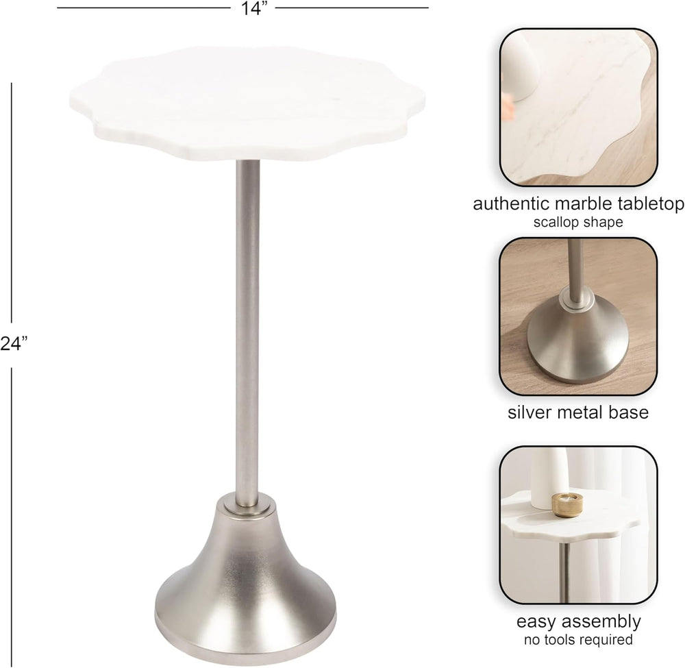 Kate and Laurel Sanzo Modern Pedestal Round Side Table, 14 x 14 x 24, White M...