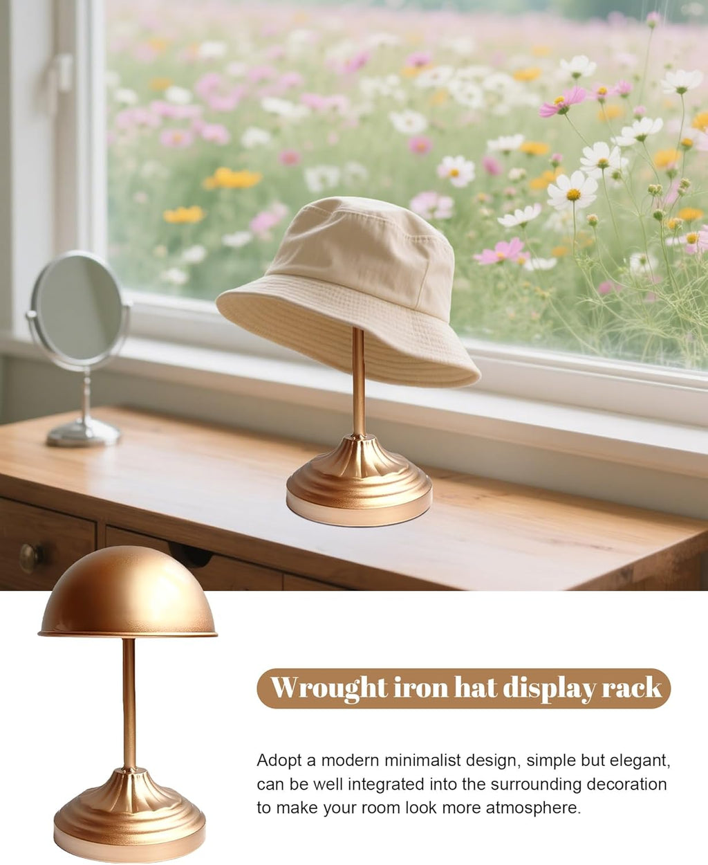 CHADWICK Modern Freestanding Hat Rack - Stylish Dome Design for Displaying Cowboy Hats, Caps, and Wigs - Sleek Black Finish